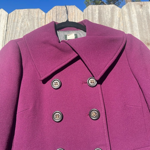 J. Crew Women's Aubergine Merlot Rich Purple Wool Car Coat Size P 10 - Picture 5 of 14